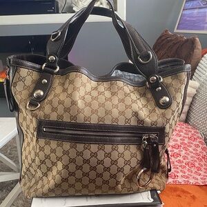 Gucci Beige and Dark Brown Tote